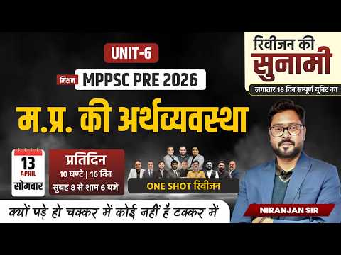 L12 MPPSC Prelims 2026 | Unit 6 MP की अर्थव्यवस्था ( MP Economy ) | Complete One Shot Video