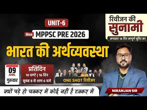 L9 MPPSC Prelims 2026 | Unit 6 भारत की अर्थव्यवस्था (Indian Economy) | Complete One Shot Video