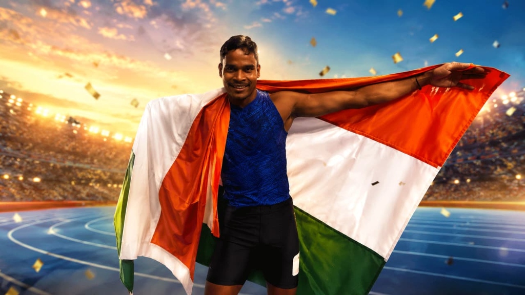 दिलीप गावित (Dilip Gavit) Commonwealth Games 2026 Glasgow Men 100m T47 Gold Medal Victory Celebration Real Photo