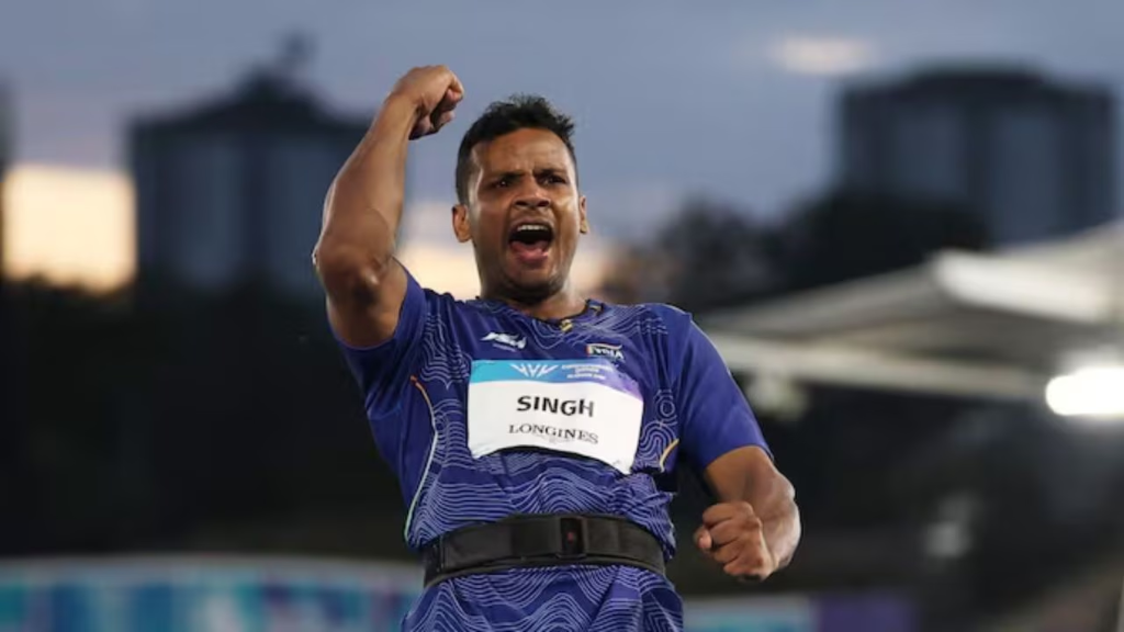 यशवीर सिंह कॉमनवेल्थ गेम्स 2026 पुरुष भाला फेंक में कांस्य पदक जीत का जश्न मनाते हुए (Yashveer Singh CWG 2026 Javelin Bronze Celebration)